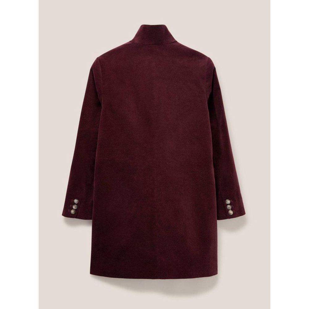 White Stuff NWT Burgundy Velvet Coat Size 16R - Picture 4 of 4